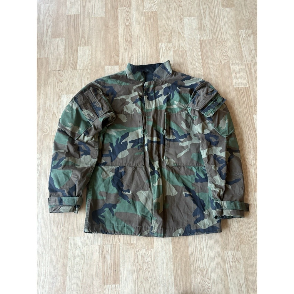 Vtg Military Chemical Class 1 Protective Suit Jacket Size XS Woodland Camo